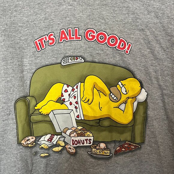 Vintage Y2K The Simpsons Homer Simpson It's All Good Long Sleeve Cotton Tee XL - Picture 4 of 6